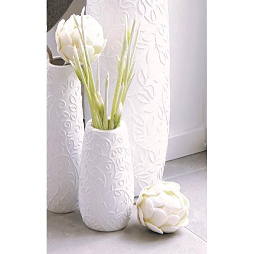 Vase, Dekovase CIRRUS H. 22cm Ø 11cm Keramik weiß rund Casablanca