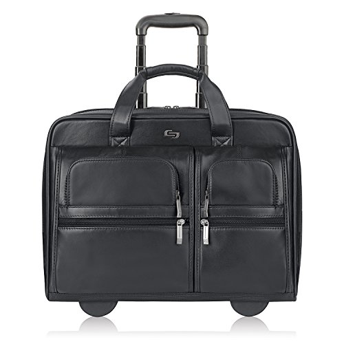 Classic Leather Rolling Case, 15.6'', 17 x 8 x 13 1/2, Black, Sold as 1 Each