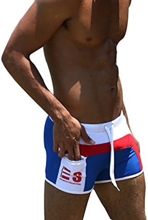 Fowater Mens Swimming Trunks Swim Briefs Beach Shorts Quickdry Swimwear Swimsuit Pocket