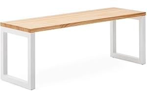 BOX FURNITURE Banco iCub Strong Eco 140x40x48cm Blanco en Madera Maciza de Pino Acabado Natural Estilo nórdico Industrial