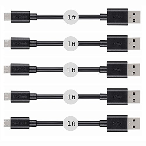 MaGeek® [5-Pack] Premium 0.3m Kurz Micro USB Kabel Schnell Aufladen Synchronisationen und Ladekabel für Android, Samsung, HTC, Motorola, Nokia und mehr (Schwarz) - 2