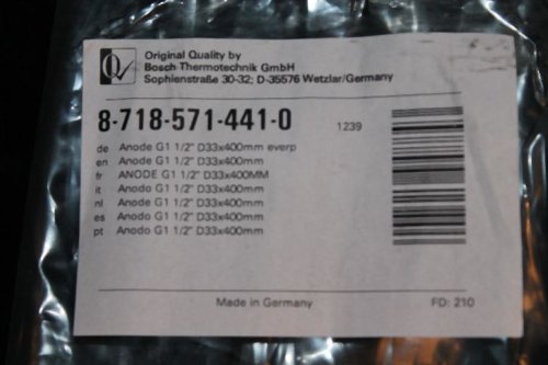 Buderus Magnesiumanode für GB 132 T Speicher Anode G1 1/2″ D33x400mm everp - 3