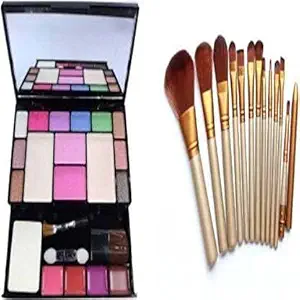 MAIVED Womens and Girls TYA 6171 Multicolour Makeup Kit and 12 Pcs Brown Makeup Brushes Set - (Pack of 13)