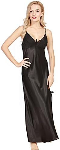 Ladies Silk Satin Chemise Nightwear Sexy Long Nightgown