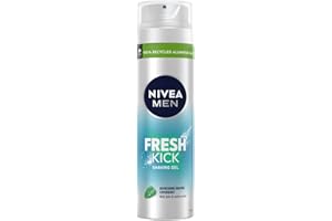 NIVEA MEN Fresh Kick Shaving Gel (200ml), Refreshing Shaving Gel, Shave Gel for Men Infused with Mint & Cactus Water, Mens Shave Gel