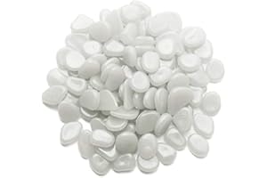 MacroHu 50pcs Luminoso Pietre Sassi Giardino Pietre Pietre da Giardino per Decorazione Nottilucenti Ciottoli Incandescenti Colorati Ciottoli Pietre Decorative per Vasi Pietre per Acquario – Bianco