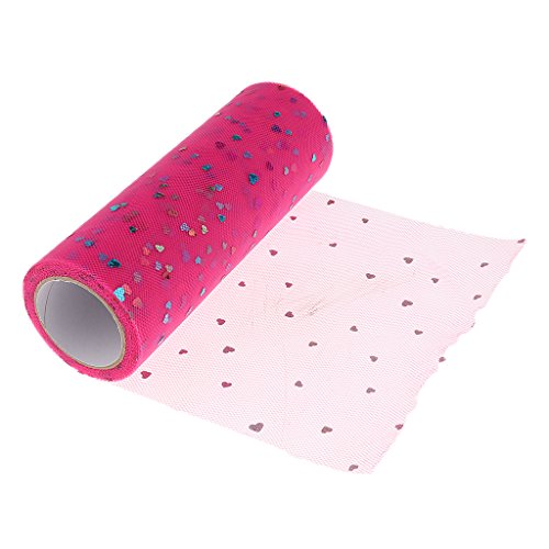 6 Zoll x 25yd Pailletten Tuellstoff Rolle Tuell Deko Tischband Hochzeit Dekoration Rosa - 3