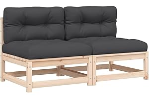 ‎VIDAXL vidaXL Gartensofa ohne Armlehnen 2 STK., Modular Sofa mit Kissen, Gartensessel mit Lattenrost, Relaxsessel Lounge Sessel Gartenmöbel, Massivholz Kiefer