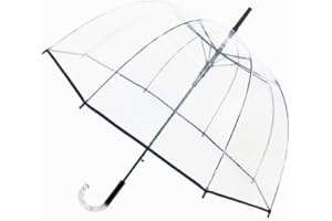 SMATI Parapluie - Anti-Vent - 8 baleines en vrais fibres - transparent - long cloche - EXTREME SOLIDE