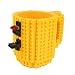 Produktbild Minkoll Bausteine Tasse, Kreative Bausteine Tee Kaffeetasse Tasse Pixel DIY Einzigartige Form (Gelb)