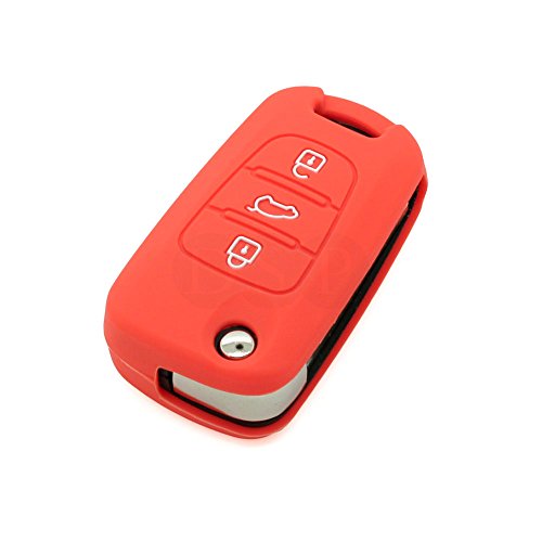 Fassport Cubierta de silicona de la chaqueta de la piel en forma para HYUNDAI 3 del tirón del botón remoto clave naranja