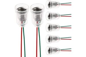 TXErfolg 12 Stück E10 Lampenfassungen Mit Draht 220V 0,5A 5W Sockel Mit Plastik Halter für LED Schraublampen - Home Experiment Elektrischen Test Zubehör