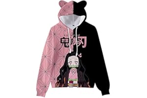 zhedu Anime Cosplay Felpe con Cappuccio Cute Cat Ear Felpe 3D Cartoon Stampato Anime con Cappuccio Harajuku Streetwear Kawaii Felpa con Cappuccio da Donna