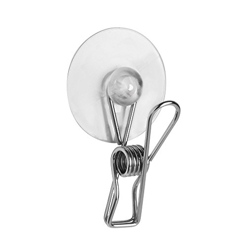 InterDesign 22410EU Aufbewahrungsclips mit Saugnapf von für Küche, Büro, Dusche – 4er Set, Poliert Edelstahl 3,99 x 11,99 x 21,89 cm - 4