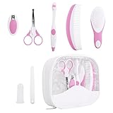 ZUOAO 7 Piezas Kit de Cuidado del Bebé, Juego de Accesorios para el Cuidado del Bebé con Estuche, Sistema del Cuidado del Bebé, Baby Kit Rosa