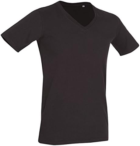 Stedman Stars ST9690 Dean Mens Deep V Neck T-Shirt Black Opal L [Apparel]