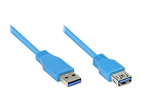 Verlängerung USB 3.0 Stecker A an Buchse A, blau, 1m, Good Connections®