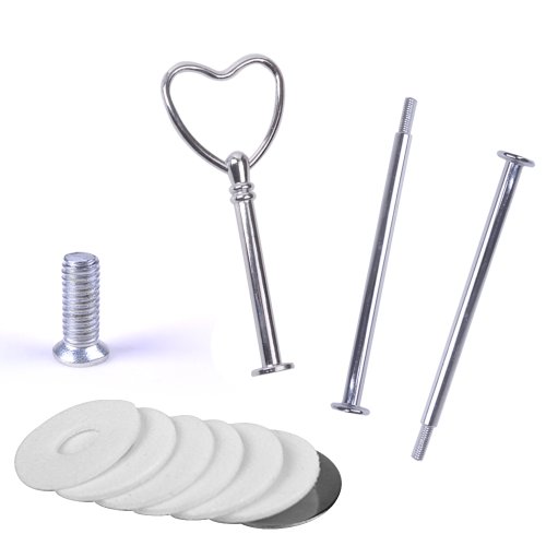 3 Set silbern Herz Metallstange Mittellochausstech bis 3 Etage fuer Hochzeitstorte Etagere Tortenstaender Tortenhalter Torten #60 - 3