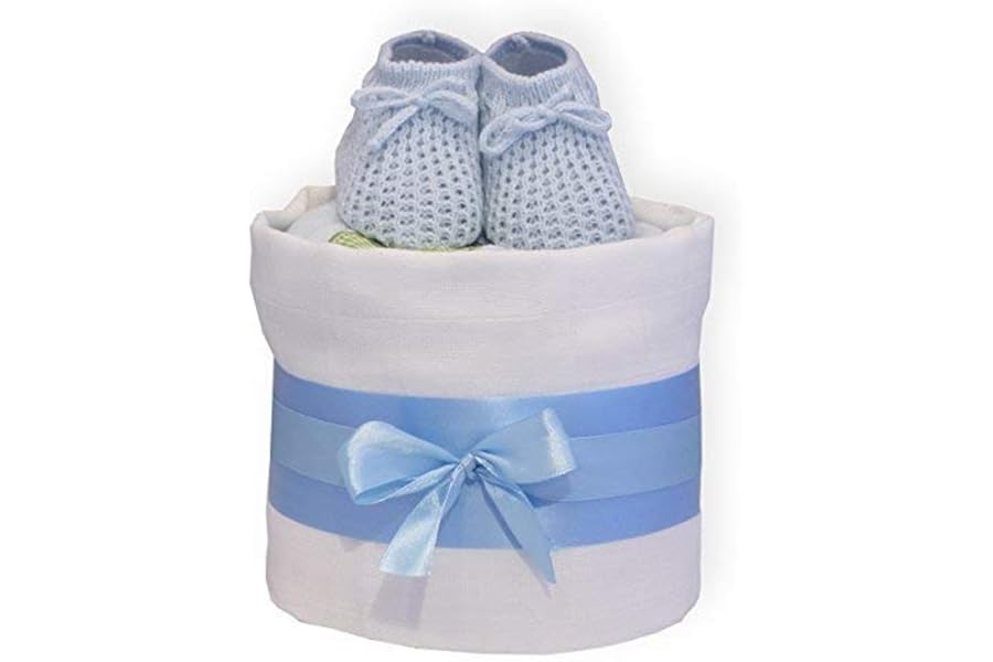 Baby Nappy Cake Gift Baby Shower, Maternity Leave Present, Birth Gift (Blue)