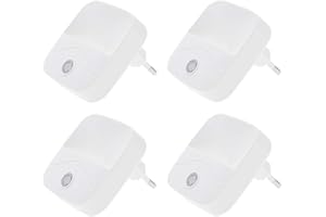 EECOO 4 SZTUK wtyczki LED Light Light z zmierzchu do świtu czujnika, ciepły biały czujnik światła noc do sypialni, łazienki, kuchni, korytarzy, schodów, światło dzienne białe, (220 V)