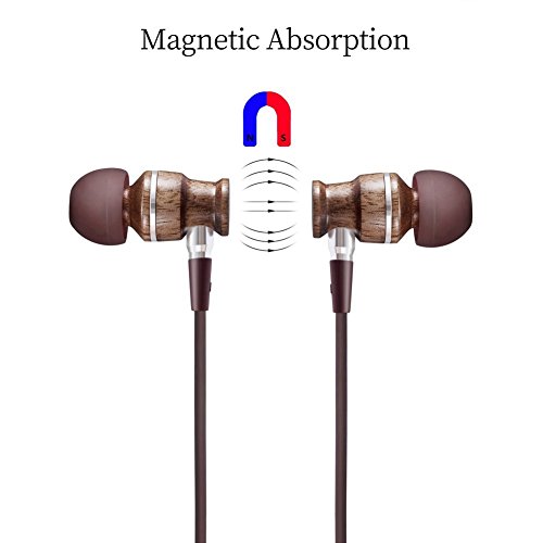 Earphones-Wood-In-Ear-Headphones-Stereo-Bass-Noise-isolating-with-Mic-and-Controller-Carrying-Case-Brown