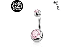 FunZing Titanio Piercing ombelico argento 6mm 8mm 10mm 12mm 14mm 16mm bar lunghezza piercing ombelico titanio donne 1 pezzo 14G solido titanio Piercing ombelico rosa blu CZ anelli ombelico