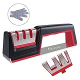 Aiguiseur Couteaux Professionnel Affuteur Couteau,4 Modes Différents Aiguiseur Couteaux Cuisine Pour les Couteaux et les Ciseaux Ménagers,Deux Têtes de Meulage Différentes+Gants Anti-Coupures Gratuit