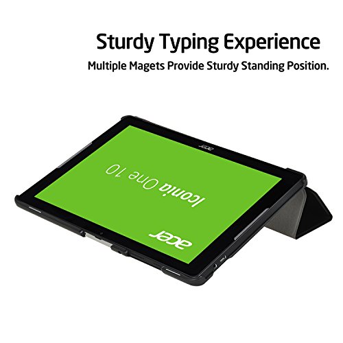 Acer Iconia One 10 B3-A30 Hülle, IVSO Ultra Schlank Superleicht Ständer Slim Leder zubehör Schutzhülle für Acer Iconia One 10 (B3-A30) 25,7 cm (10,1 Zoll HD) Tablet-PC perfekt geeignet (Schwarz) - 5