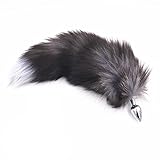 Leosi Black Thick Faux Fox Tail Stainless Steel Fun Plug Romance Games Play Party Toy Love Gift for High Happy (Style 1,S)