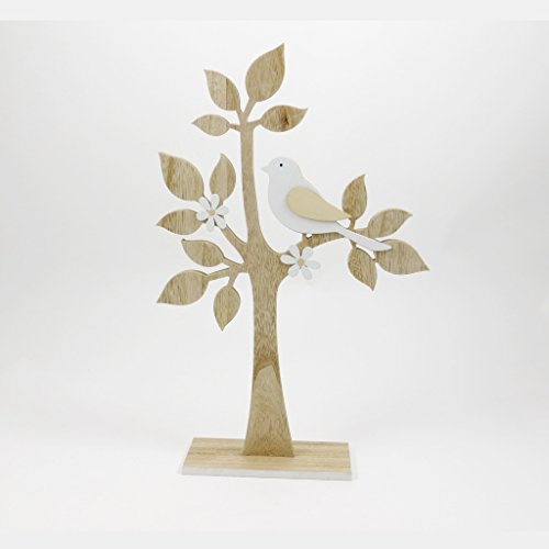 Holz Baum stehend mit Vögelchen - 46,5 x 29,5 cm - natur - 66291