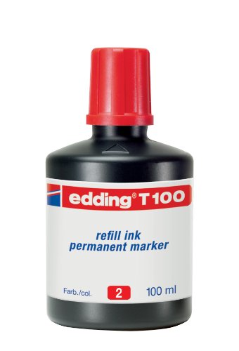 edding 4-T100002 Nachfülltusche fur Permanent Marker, 100 ml, rot