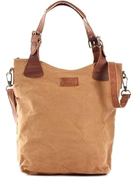 LECONI Henkeltasche Vintage Look Damentasche Handtasche Damen Shopper mit Schulterriemen Beuteltasche Canvas Leder...
