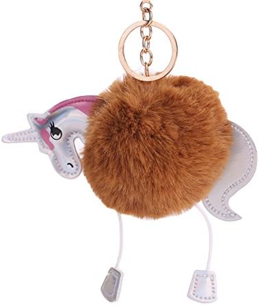 Beautydecor Creative Fashion Plush Unicorn Flamingo Key Chain Holder Bag Pendant Car Accessories Gift (Unicorn Coffee)