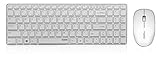 Rapoo 17257 X9310 Kit Wireless 2.4 Ghz Tastiera Ultrasottile Inox Multimediale e Mouse Ottico, 3 Tasti, 1000 dpi, Layout Italiano, Bianco