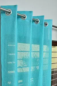 Glow Home 5Ft Net Curtain Drapes for Window | Semi-Transparent Windows Curtains for Home Living Room | 2 Piece Grommet Eyelet Panels for Kids Room Kitchen Hall, Pack of 2, 5 Feet, Sea Green