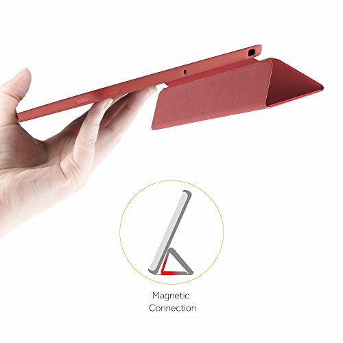 iPad 9.7 2017 Hülle, EasyAcc Ultra Dünn iPad 9.7 Zoll 2017 Smart Cover mit Automatischem Schlaf Funktion und Standfunktion – Hochwertiges PU Leder Hülle (Rot, Kunstleder, Ultra Dünn) - 5