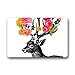 Produktbild vintage cap Best Bags Deer Art Buck Head with Flower Doormats Entrance Mat Floor Mat Door Mat Rug Indoor/Outdoor/Front Door/Bathroom Mats Rubber Non Slip (L23.6"X15.7"W)