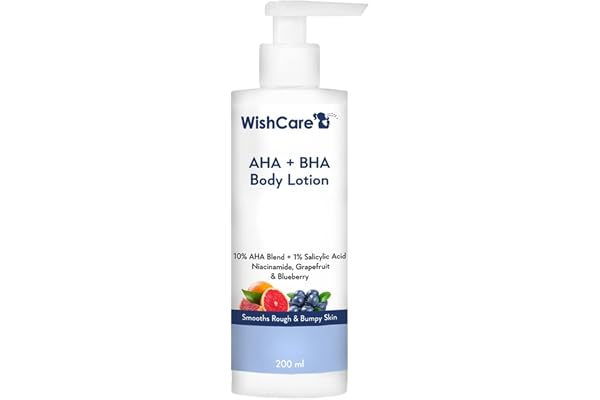 WishCare 10% AHA + 1% BHA Body Lotion for Men & Women - Body lotion for dry skin - Detans, Smooths Rough & Bumpy Skin 200ml