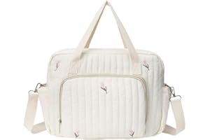 RuiDay Sac de Maternité, Sac à main Matelassé, Sac bandoulière en coton grande capacité, Sac a langer bebe, Maman Toilette Bagage, Sac à main de voyage