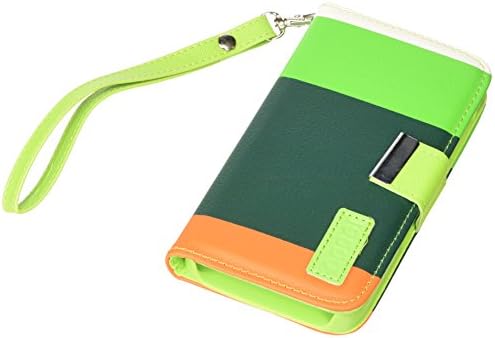 AIO Hybrid Leather Wallet Flip Stand Case Cover/Screen Protector for Samsung Galaxy S4 - Green