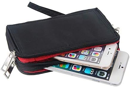 DFV mobile - Multipurpose Horizontal Belt Case with Zip Closure and Hand Strap for => SKY VEGA LTE, IM-A800S > Black (15.5 x 8.5 x 2 cm)
