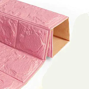 Wallpaper Mart ? 3D Embossed Washable PE Foam DIY Self Adhesive Brick Wall Sticker for Bedrooms, Living Room, Kids Room, Office (70 x 70 cm, 5.8 sqft) - Baby Pink (1Pc)