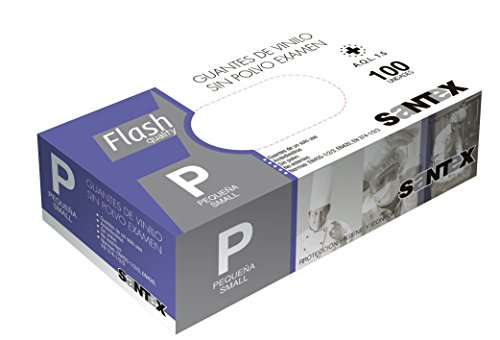 GUANTE VINILO DESECHABLE S/POLVO FLASH 100 UNID P