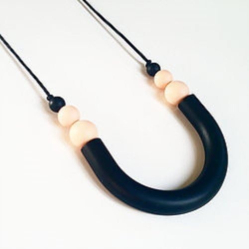 Mama Knows Silicone Teething Necklace - Agnes Black &amp; Peach