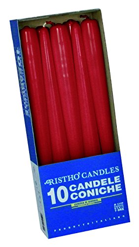 Cereria de Giorgio risthò Velas cónicas para candelabro (Cera, Rojo, 2.2 x 25 cm, 10 Unidad