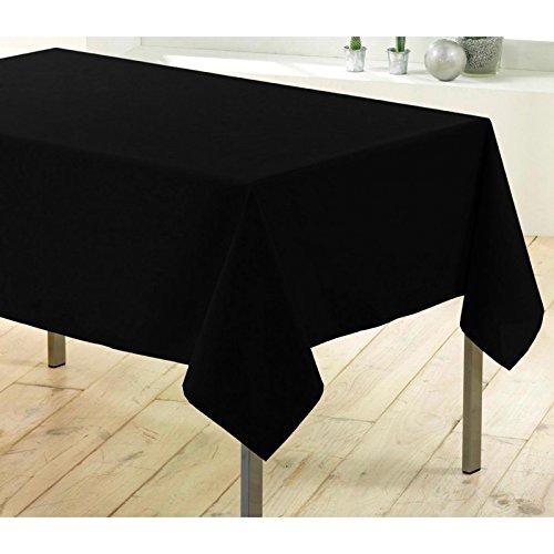 Douceur D'Intérieur - 1720377, Tischdecke Rechteckige , 140 X 200 Cm , Essentiel , Polyester Unifarben , Schwarz