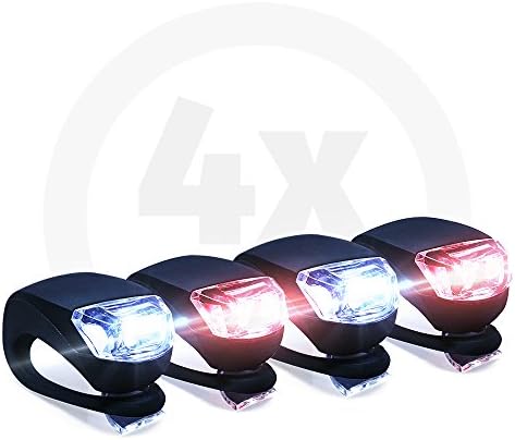 Collory mini LED Bike Light Set, Silicone Waterproof Housing, Cycle Front and Rear Lamp, Easy to Install (Clip-on), Flash Scooter Lights, Stroller Lighting