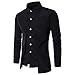 Produktbild Forh Herren Slim Hemd Simple Mode Solid Farbe Langarmshirt Formell Business Hemden Freizeit Stehkragen Shirt Casual Shirt Trachtenhemd T-Shirt Fürsoktoberfest Geeignet (M, Schwarz)