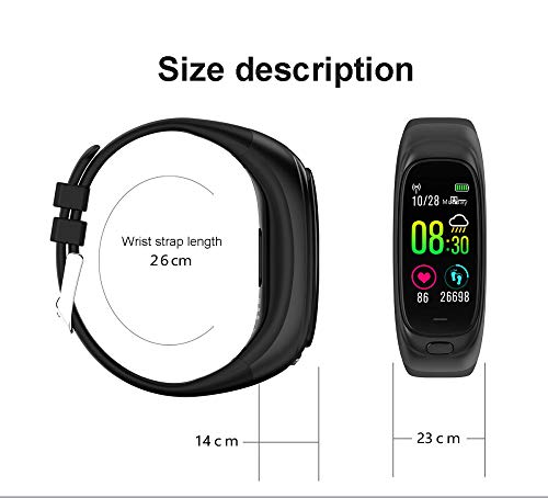 Intelligentes Armband Gesundheits- Und Fitnesserkennung Bluetooth 4.0 Eingebaute 32-GB-Festplatte 90-mAh-Batterie IP67-wasserdicht 0 96-Zoll-Farbdisplay, Blue