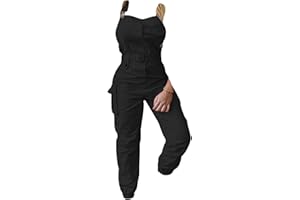 ORANDESIGNE Salopette Cargo Femme sans Manches Combinaisons Ceinturées à Bretelles Réglables Mode Pantalon à Bavette Décontracté avec Poches